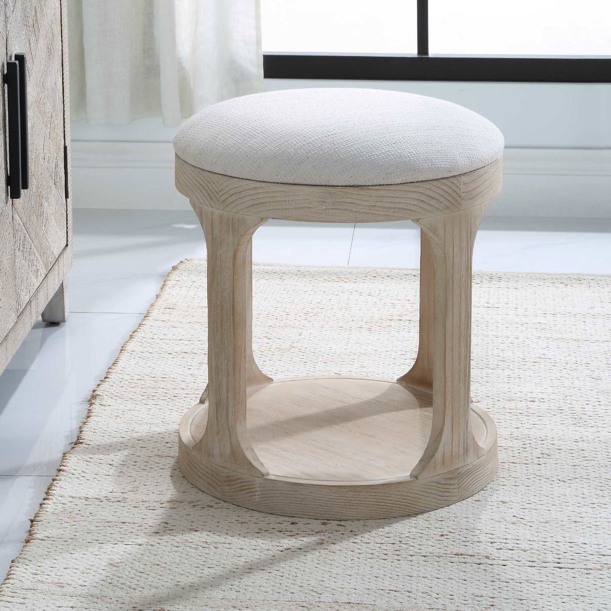 Dennen Oak Ottoman, by Uttermost, 18" width x 20.5" height x 18" depth View 4