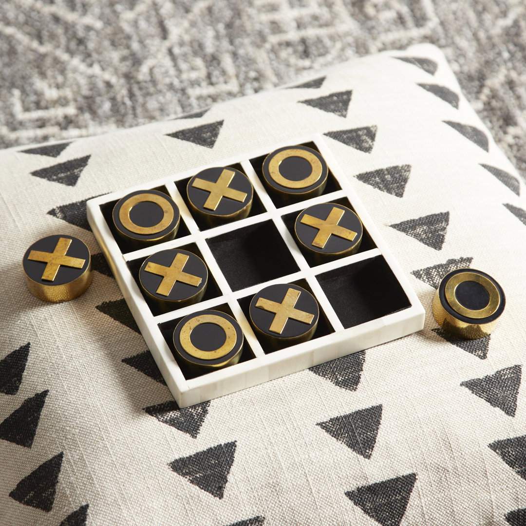Noughts and Crosses Decorative Puzzle, Decorative Object by Cyan Design, 8" width x 1.5" height x 8" depth View 2