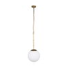Edie Brushed Gold Metal with Frosted Glass Globe 1-Light Pendant, by Mercana, 12" length x 12" width x 54" height thumbnail 3