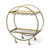 Carola Gold Frame Two-Tier Glass Shelves with Stemware Holder Bar Cart thumbnail 0
