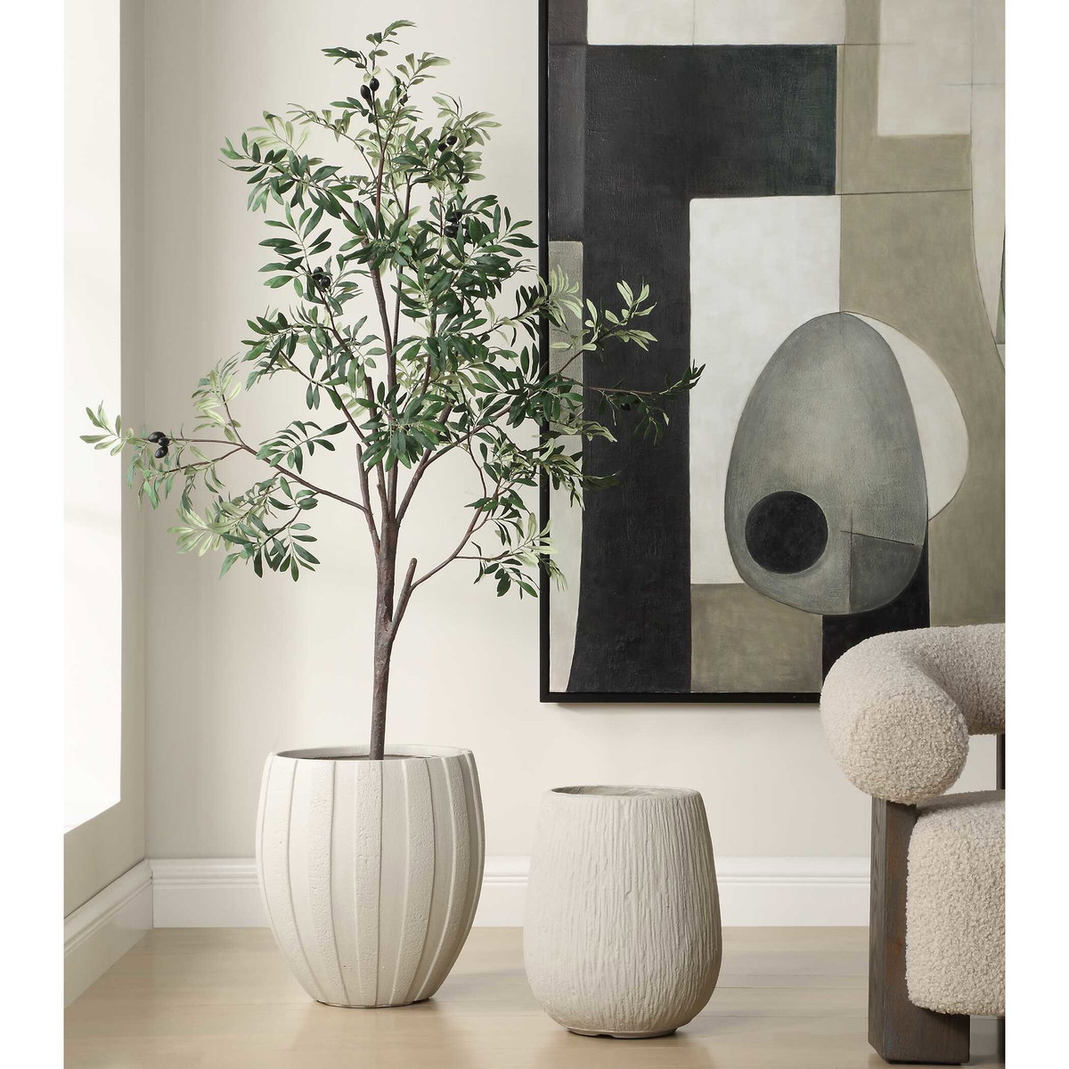 Rustic Ridge Off-White Outdoor Planter, by Uttermost, 13.5" width x 16.37" height x 13.5" depth View 4