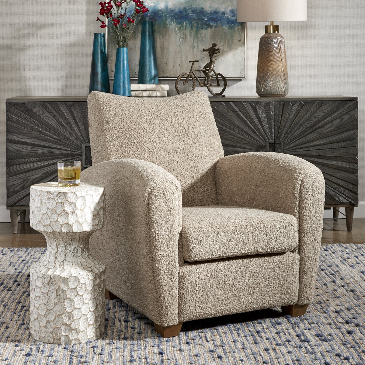 Teddy Latte Accent Chair, by Uttermost, 32" width x 35" height x 34" depth View 2