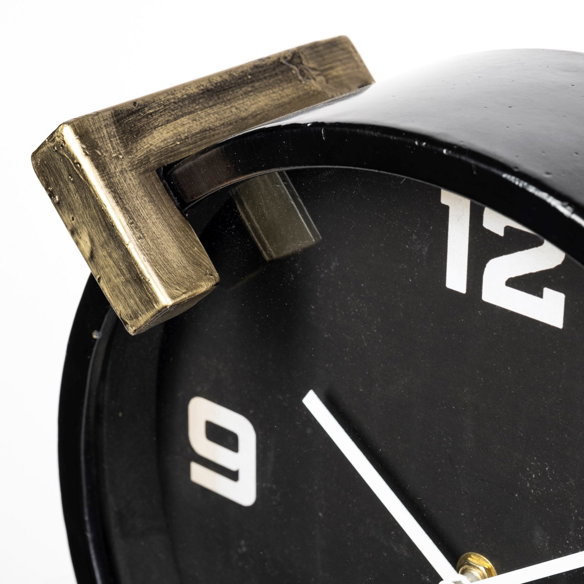 Agar Black Metal Round Table Clock, by Mercana, 10" length x 4.5" width x 10" height View 6