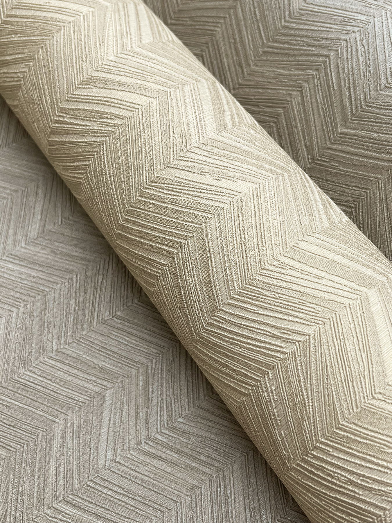 Raised Chevron Taupe Wallpaper, by York Wall, 33' length x 1'8.9" width x 0.02" depth View 3