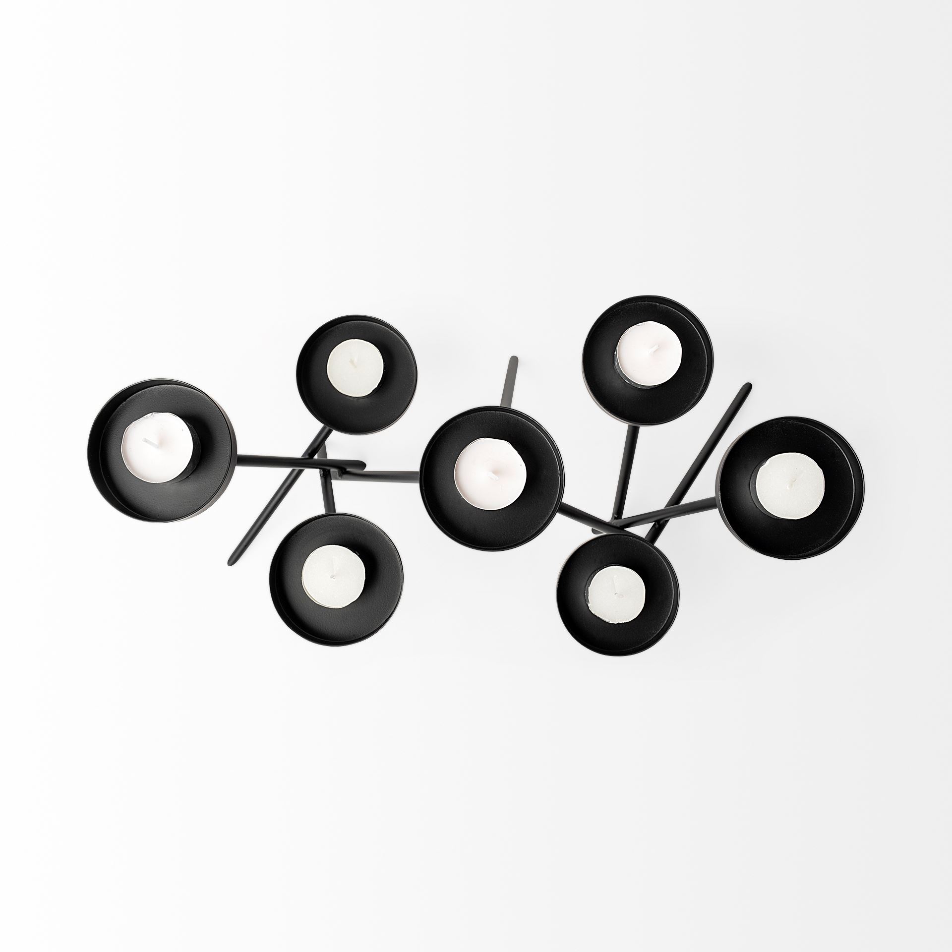 Meira Black Metal Seven Votive Table Candle Holder, Candles & Candle Holder by Mercana, 20.47" length x 9.06" width x 6.69" height View 4