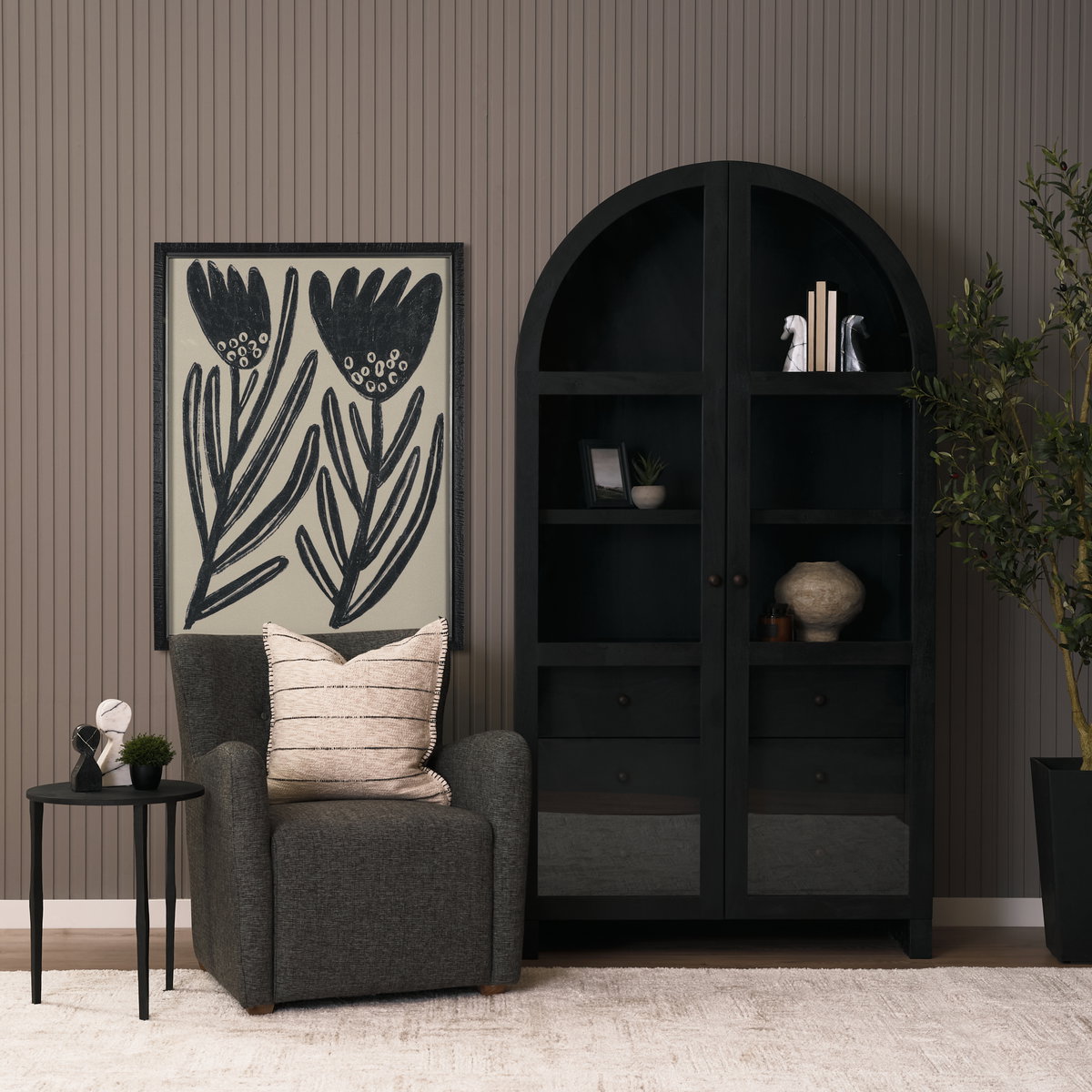 Timothy 16.0L x 16.0W X 20.0H Ebony Black Iron Side Table, Side & End Table by Mercana, 16" length x 16" width x 20" height View 5