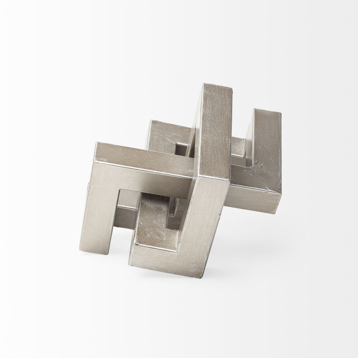 Link Small Silver Metal Sculpture Decorative Object, by Mercana, 7" length x 7.09" width x 7.09" height View 4