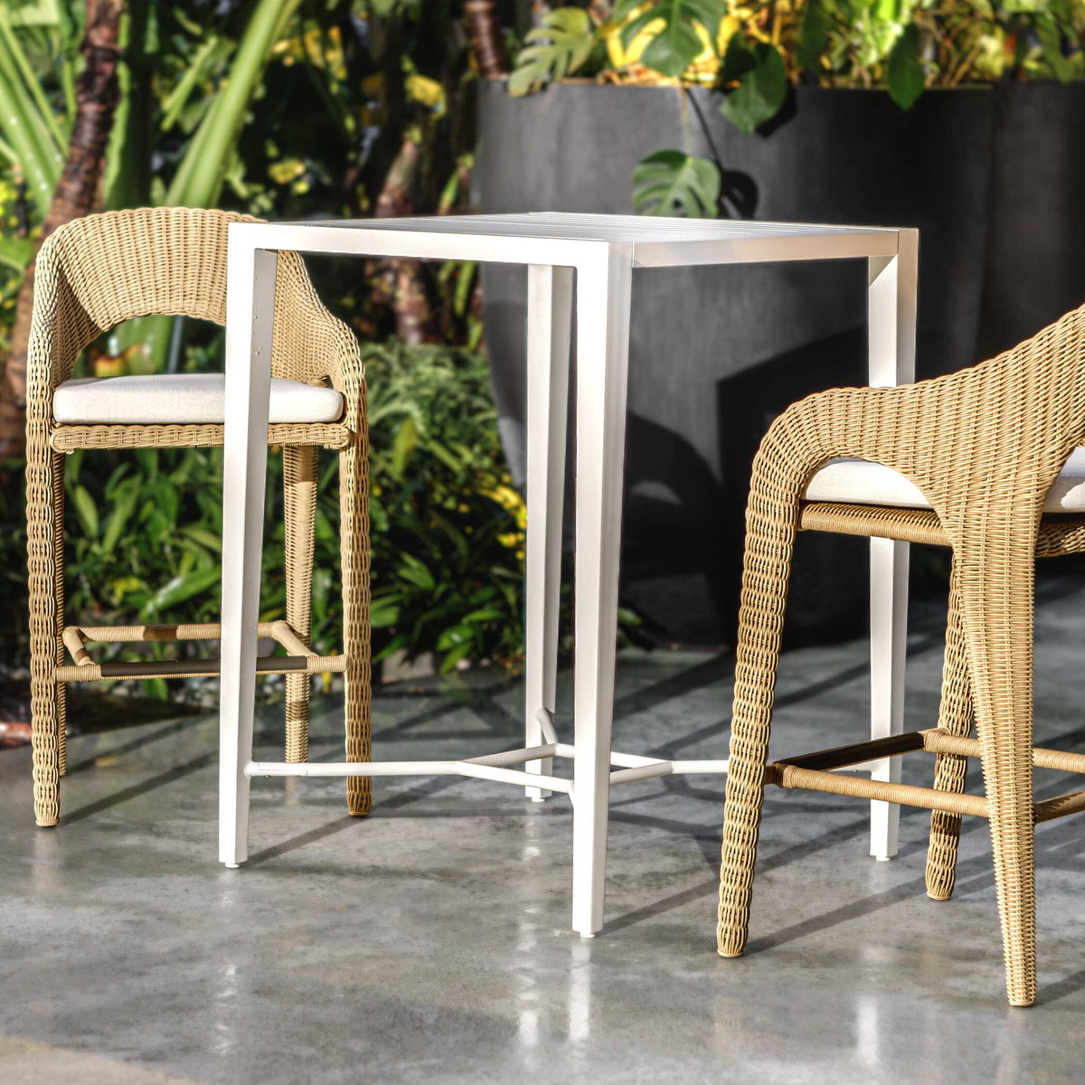 Montellano White Outdoor Bar Table, Furniture by Uttermost, 32" width x 42.25" height x 32" depth View 5