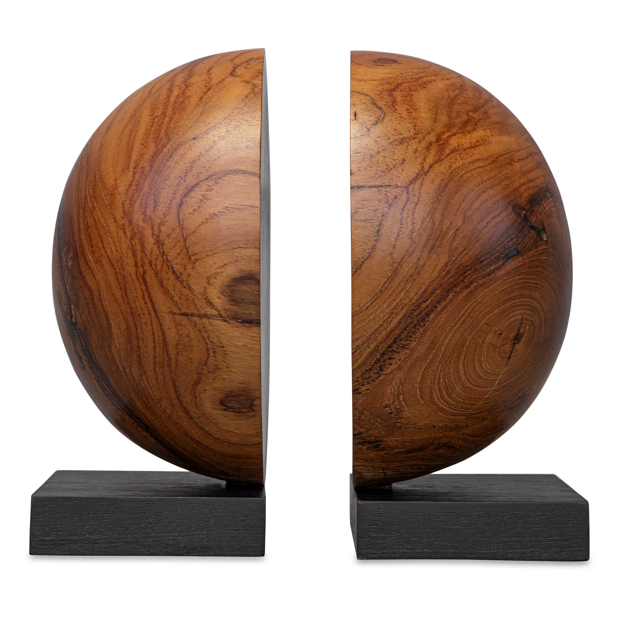 Teak And Noir Bookends Set/2, Decorative by Uttermost, 8" width x 9" height x 8" depth View 1