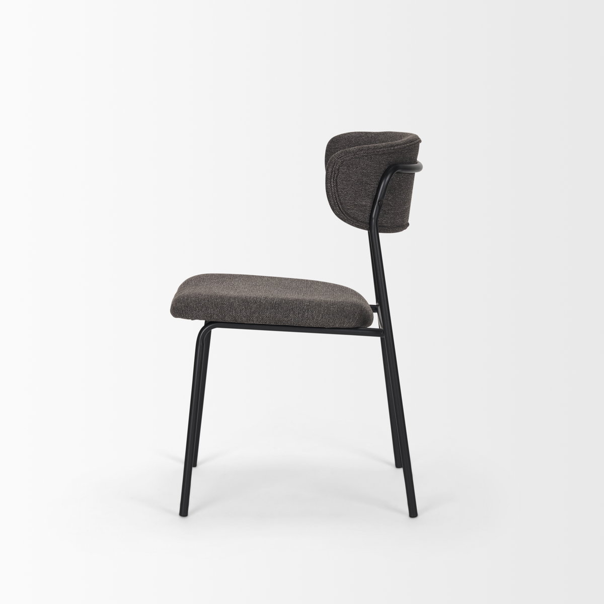 Corey Contoured Back Dining Side Chair | Gray Fabric with Metal, Dining Chair by Mercana, 22.25" length x 21.25" width x 32" height View 7