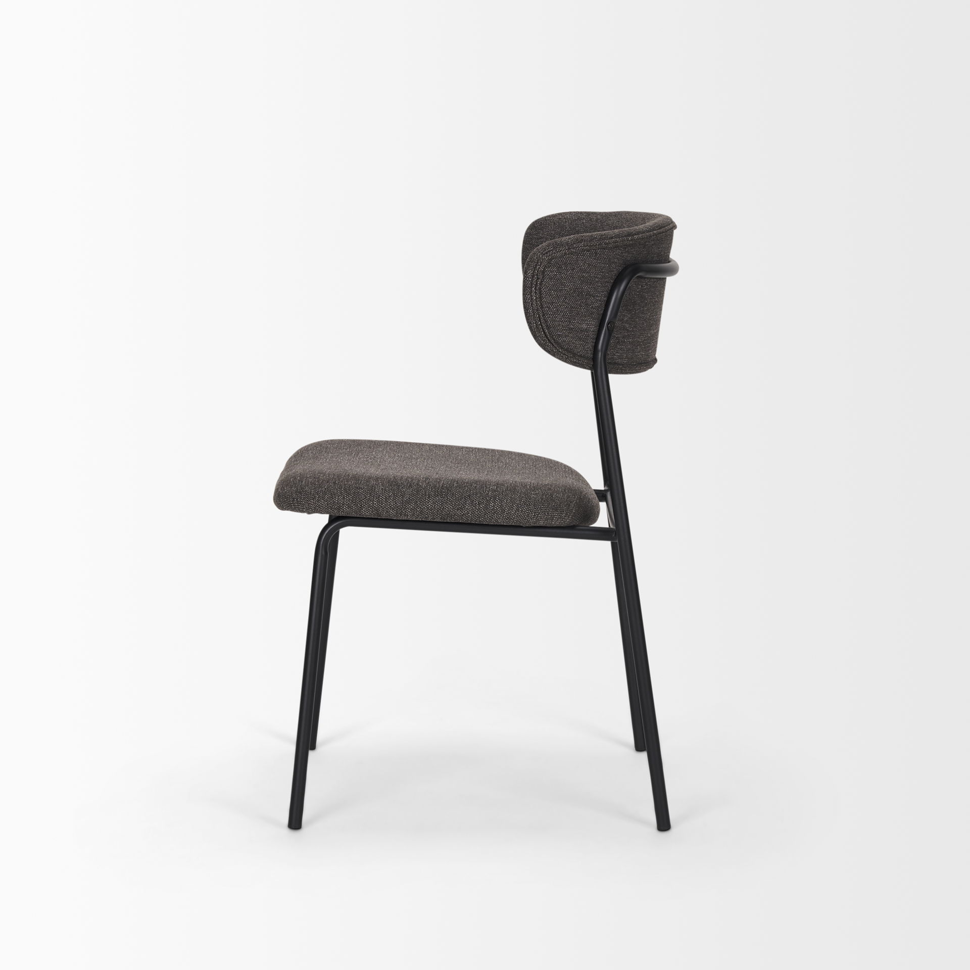 Corey Dining Chair with Gray Fabric & Matte Black Metal, by Mercana, 22.25" length x 21.25" width x 32" height View 5