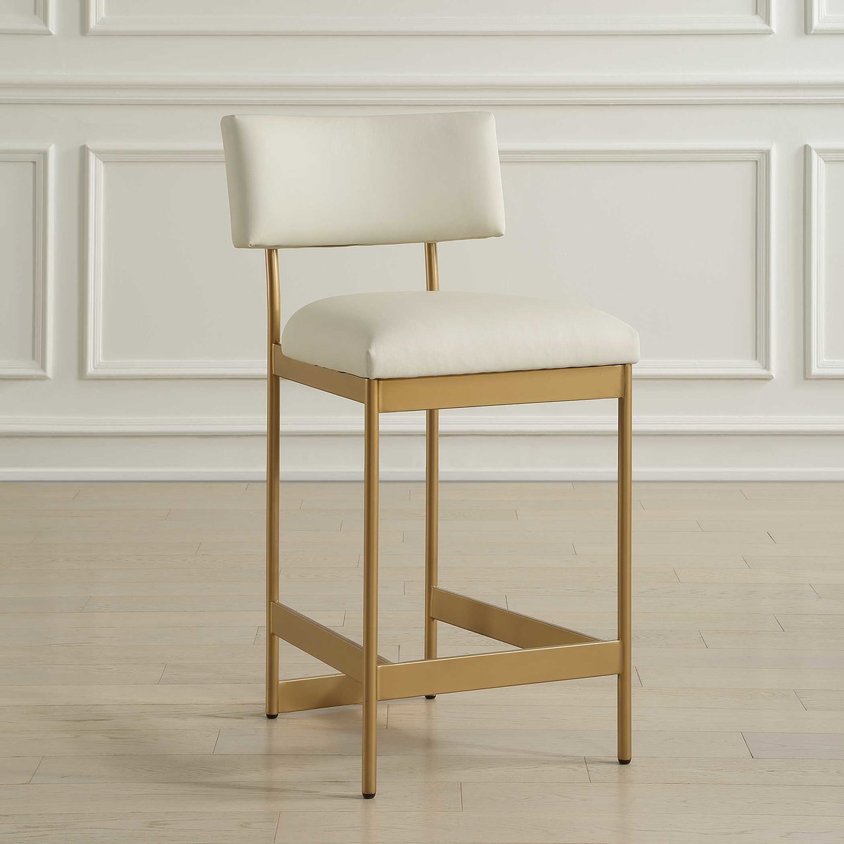 Apsley Gold Counter Stool, Counter & Bar Stool by Uttermost, 18" width x 36.75" height x 22.5" depth View 3
