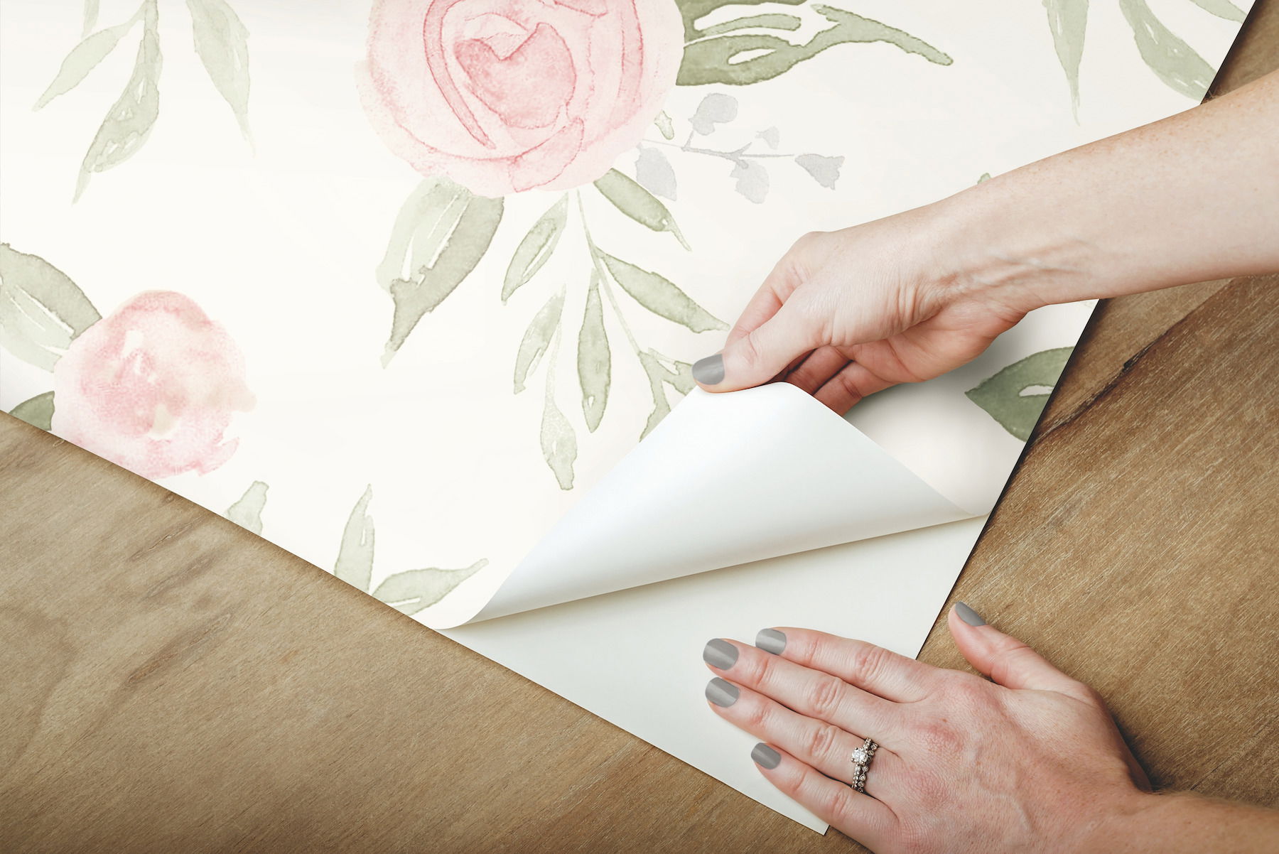 Magnolia Home Watercolor Roses Coral Peel & Stick Wallpaper, by York Wall, 20' length x 1'8.5" width x 0.02" depth View 3