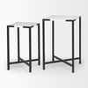 Lucas III (Set of 2) 15L x 15W; 12L x 12W White Marble with Black Iron Frame Accent Tables, Side & End Table by Mercana, 15" length x 15" width x 24" height thumbnail 7