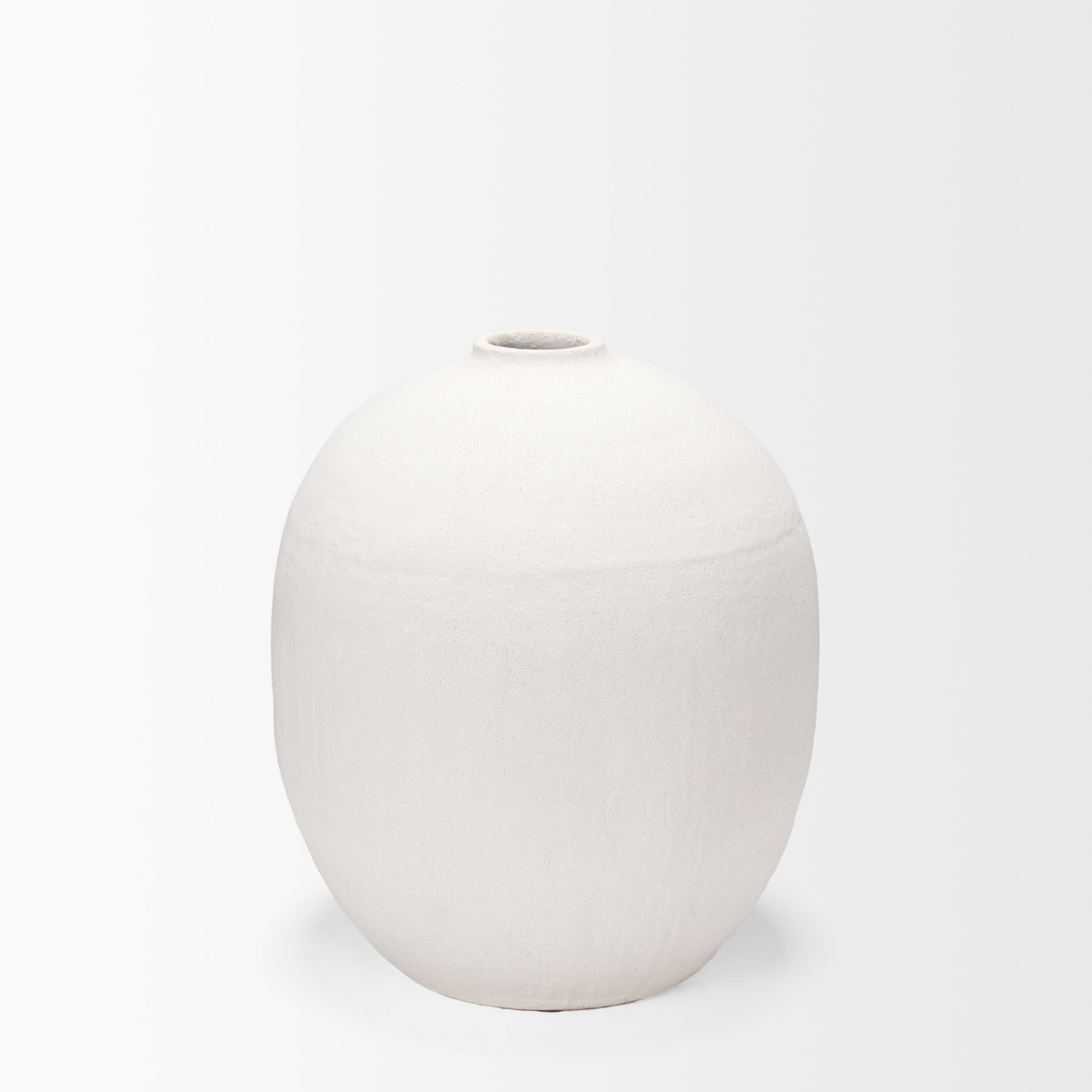 Karakum I Short White Textured Ceramic Vase large image 