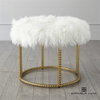Stud PoufGold LeafWhite Fur, Seating by Global Views, 21.5" height thumbnail 2