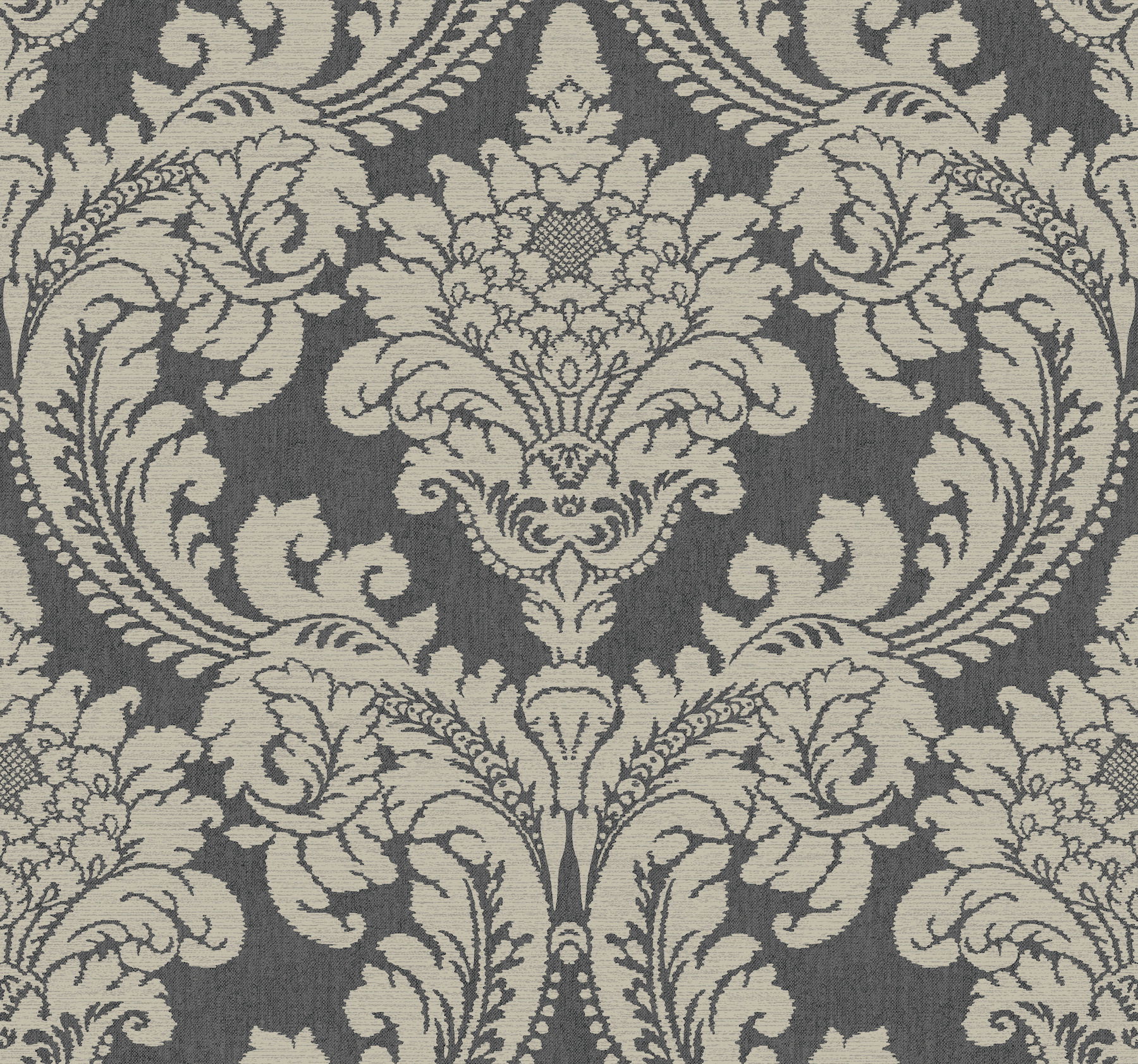 Tapestry Damask Dark Grey Wallpaper large image 