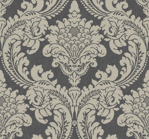 Tapestry Damask Dark Grey Wallpaper