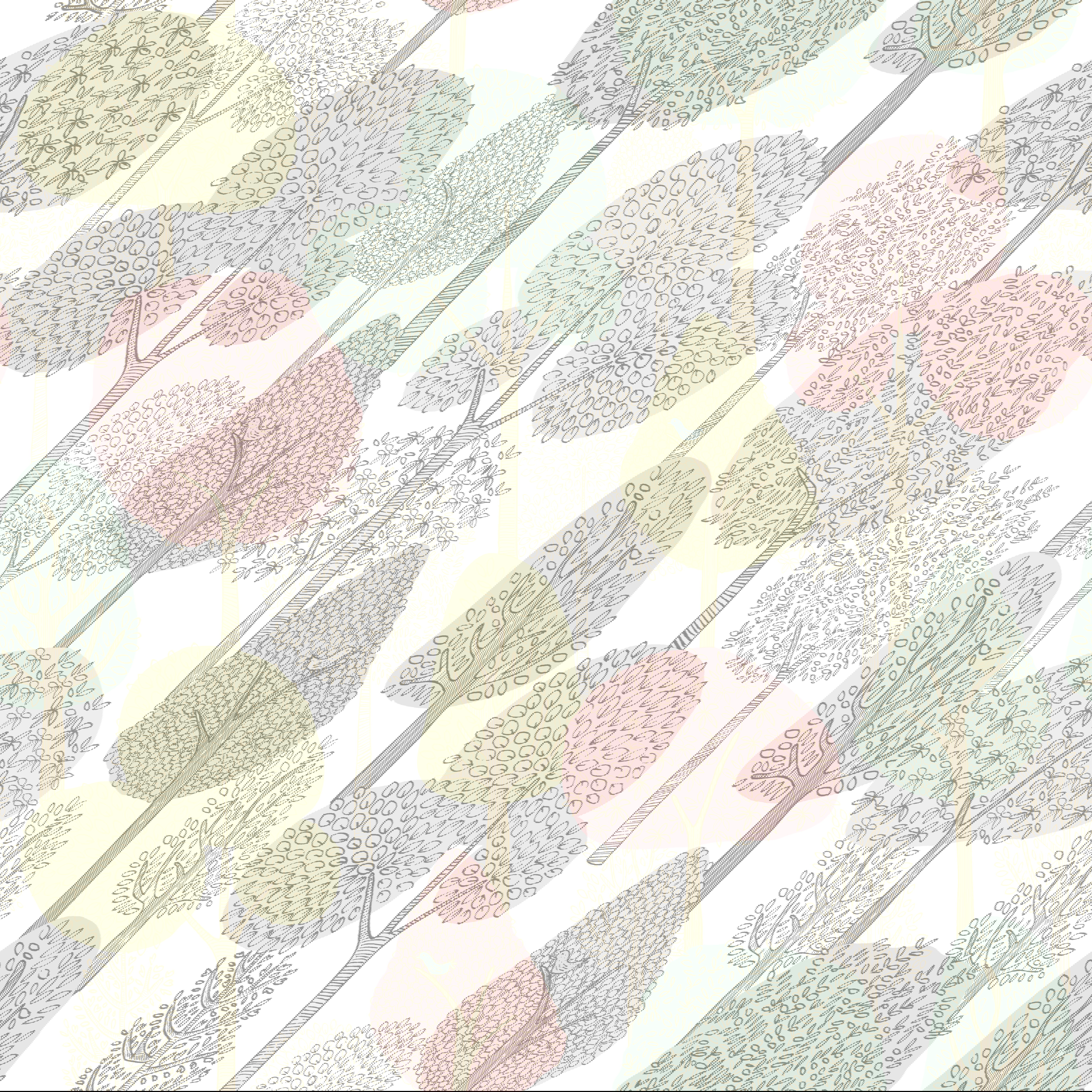 Treetops Pink & Mint Peel & Stick Wallpaper large image 