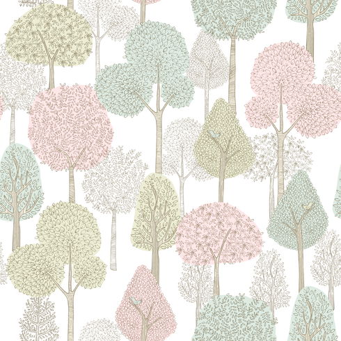 Treetops Pink & Mint Peel & Stick Wallpaper