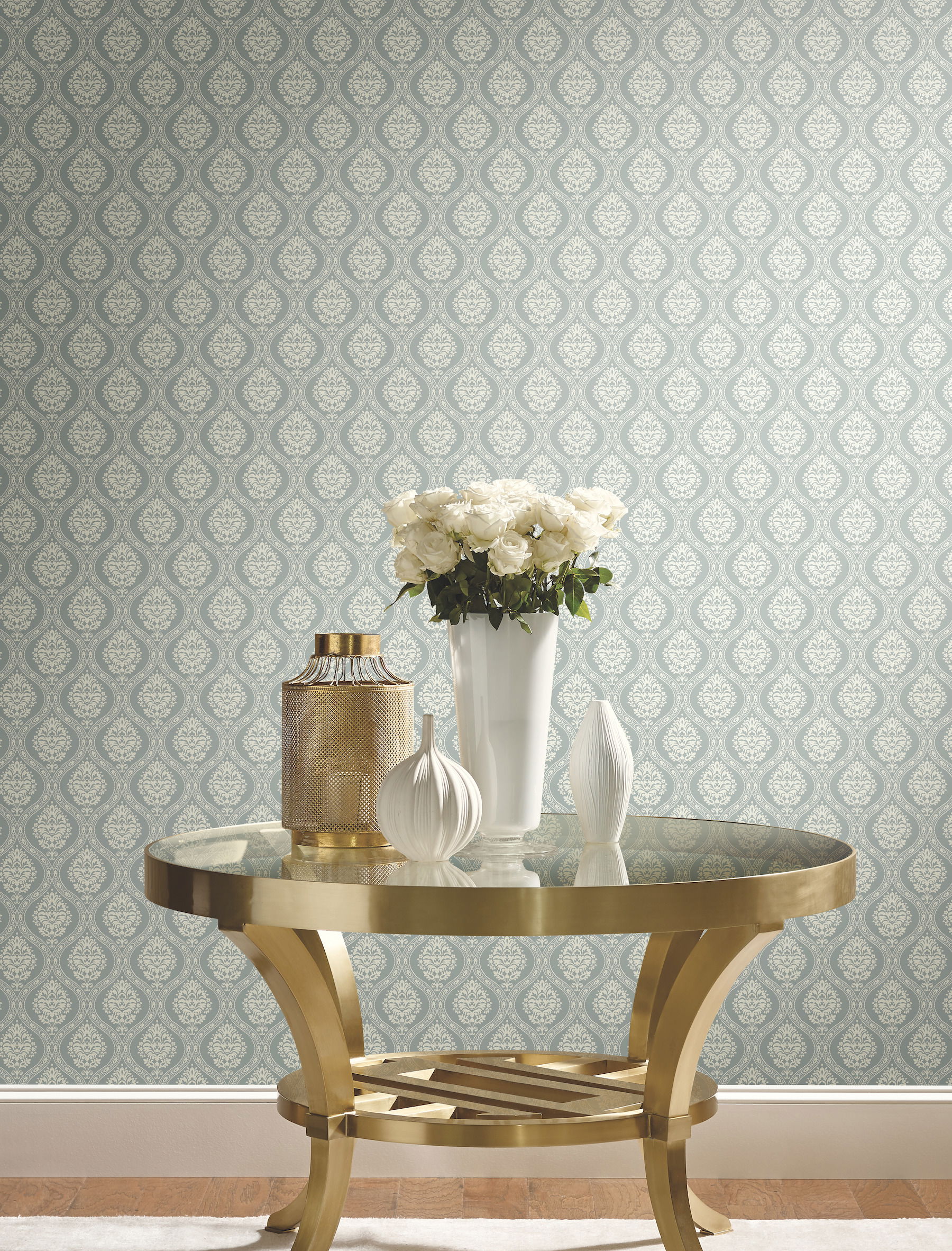 Petite Ogee Green Wallpaper large image 