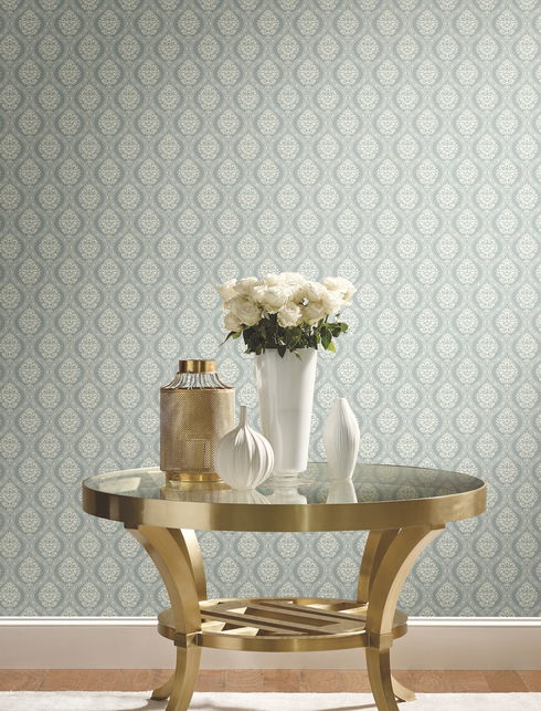 Petite Ogee Green Wallpaper