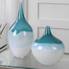 Carla Teal White Vases Set/2, Decorative by Uttermost, 7.5" width x 15" height x 7.5" depth thumbnail 2