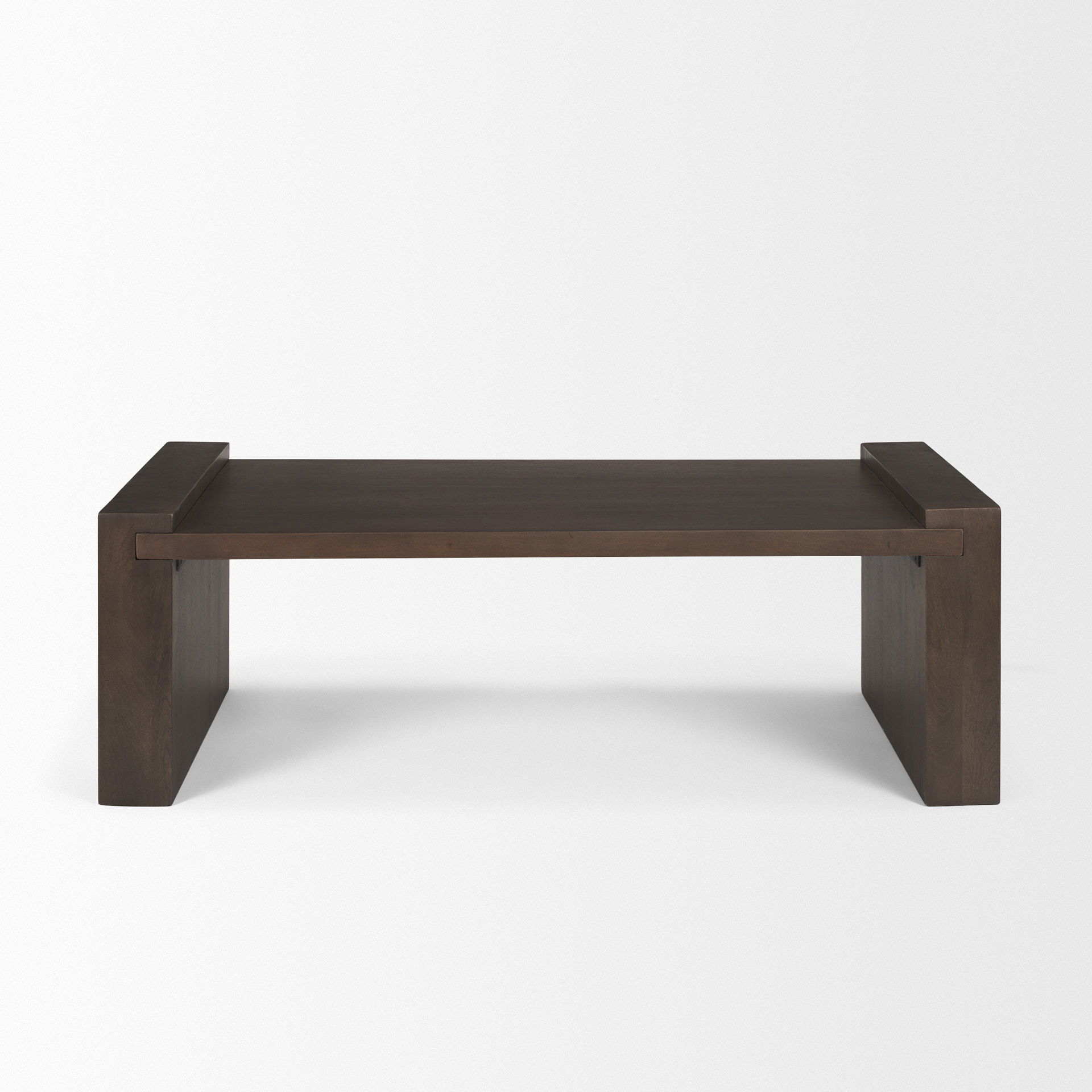 Wesson Dark Brown Wooden Rectangular Coffee Table, by Mercana, 48" length x 28" width x 16" height View 4