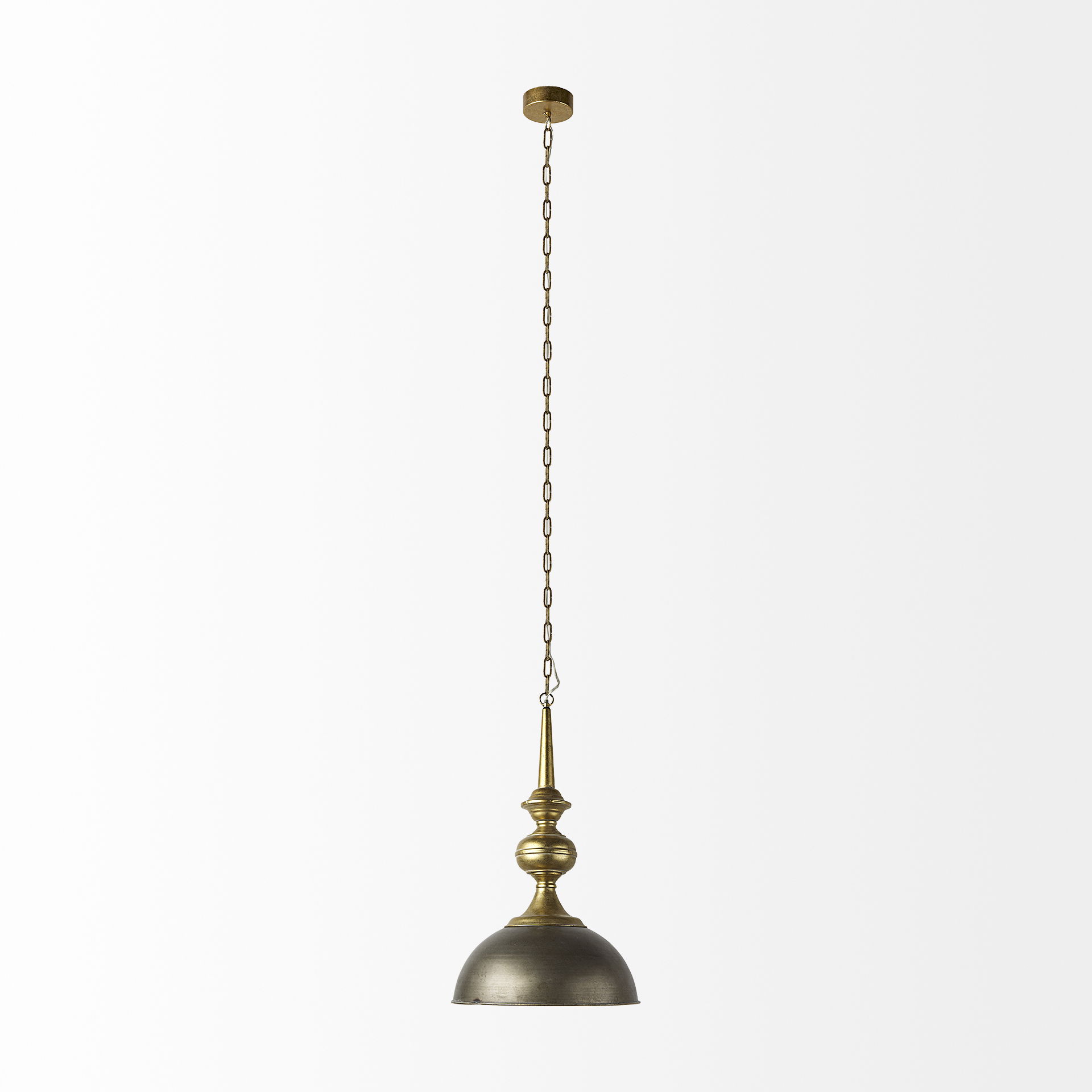 Capsa 17x29 Antique Gold and Silver Toned Metal Dome Pendant Light large image 
