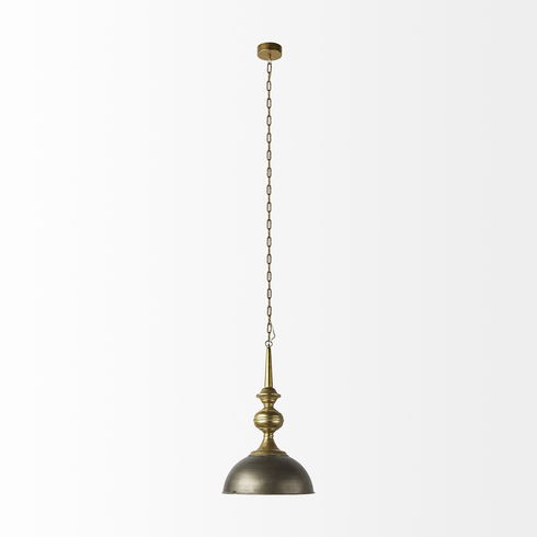 Capsa 17x29 Antique Gold and Silver Toned Metal Dome Pendant Light