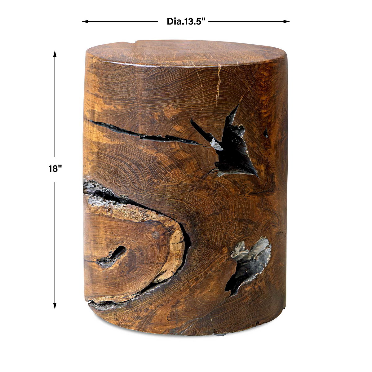 Rafe Wooden Accent Stool, Side & End Table by Uttermost, 13.5" width x 18" height x 13.5" depth View 3