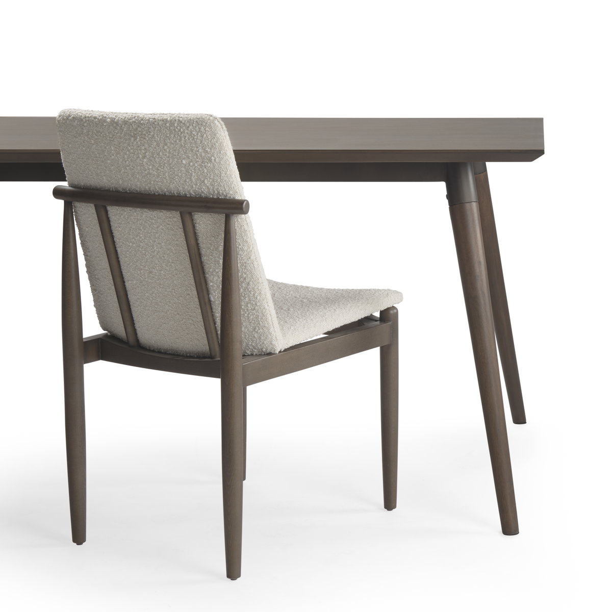 Cavett Curved Back Dining Side Chair | Cream Boucle with Dark Wood, Dining Chair by Mercana, 18" length x 25" width x 33.46" height View 4