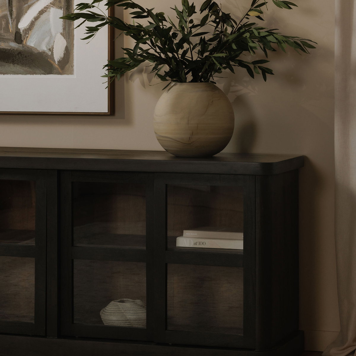 Mona Sideboard Black, Cabinets & Sideboard by Moe's Home, 78" width x 33.5" height x 21" depth View 9