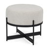 Amelia Cream Boucle with Black Metal Upholstered Pouf, Ottoman by Mercana, 21.26" length x 21.26" width x 19" height thumbnail 1