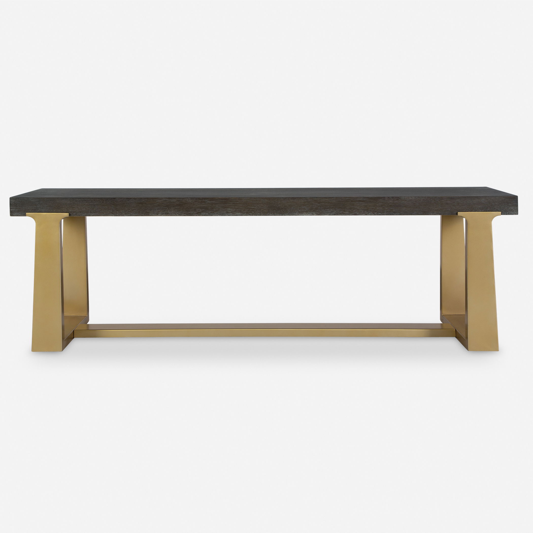 Voyage Brass And Wood Bench large image 