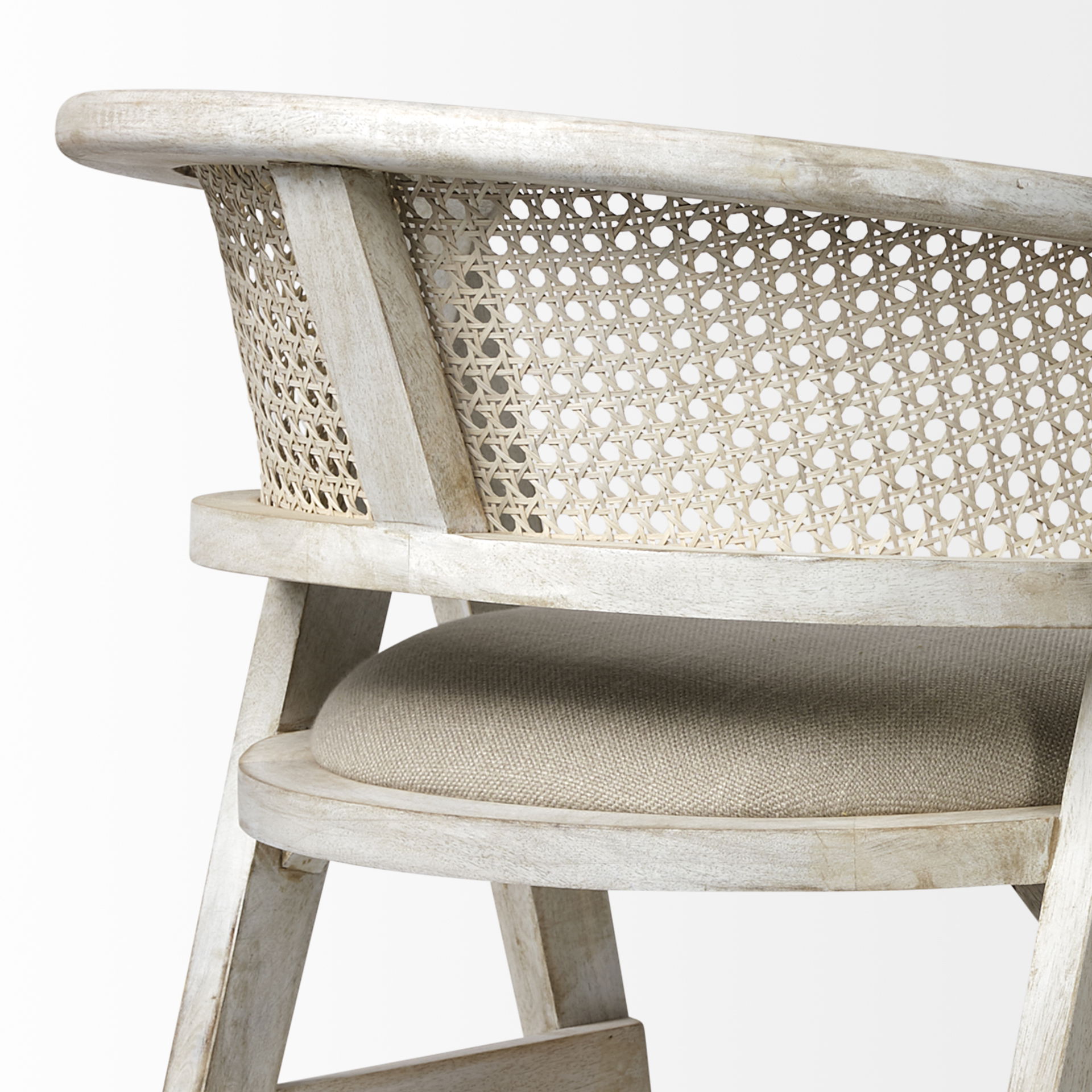 Tabitha 30.75' Seat Height Beige Fabric/Rattan Seat Blonde Wood Frame Bar Stool, Counter & Bar Stool by Mercana, 23.25" length x 24" width x 40.25" height View 9