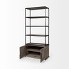 Braxton II Light Brown Wood and Iron Three Shelf Shelving Unit 41.5L x 18.5W x 9, Shelving & Bookcase by Mercana, 41.5" length x 18.5" width x 90" height thumbnail 7