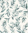 Magnolia Home Olive Branch Teal Peel & Stick Wallpaper, by York Wall, 20' length x 1'8.5" width x 0.02" depth thumbnail 1