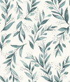 Magnolia Home Olive Branch Teal Peel & Stick Wallpaper, by York Wall, 20' length x 1'8.5" width x 0.02" depth thumbnail