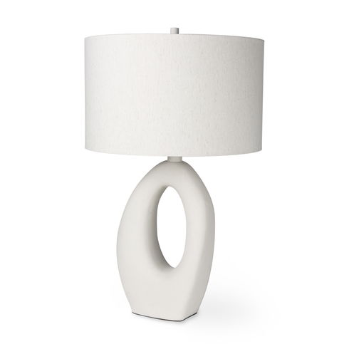 Tao 20.0L x 20.0W x 33.0H Cream Base with White Shade Table Lamp