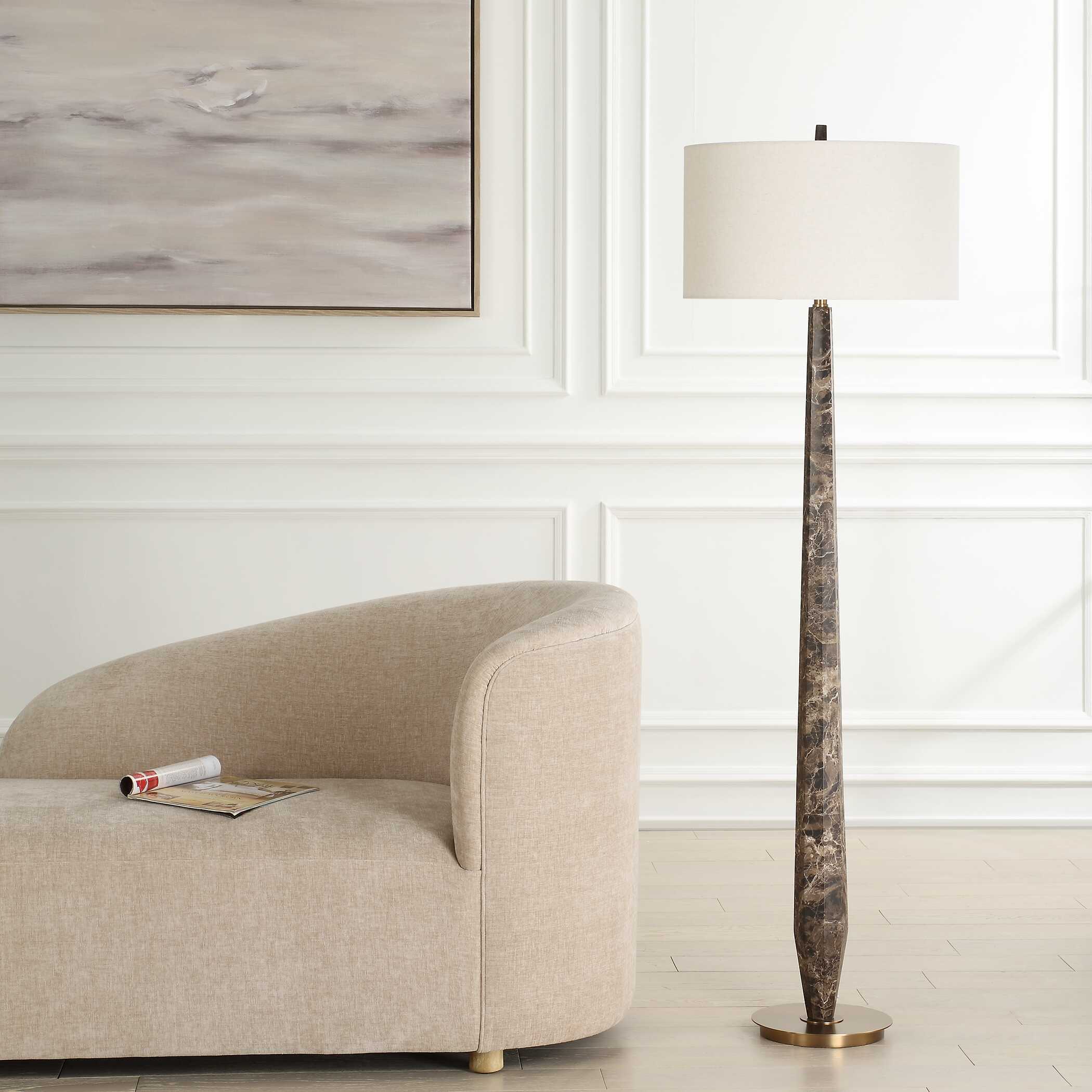 Tyree Brown Marble Floor Lamp, by Uttermost, 20" width x 66" height x 20" depth View 4