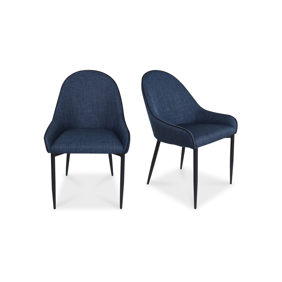 Lapis Dining Chair Dark Blue - Set Of Two, by Moe's Home, 21.5" width x 33.5" height x 24" depth View 2
