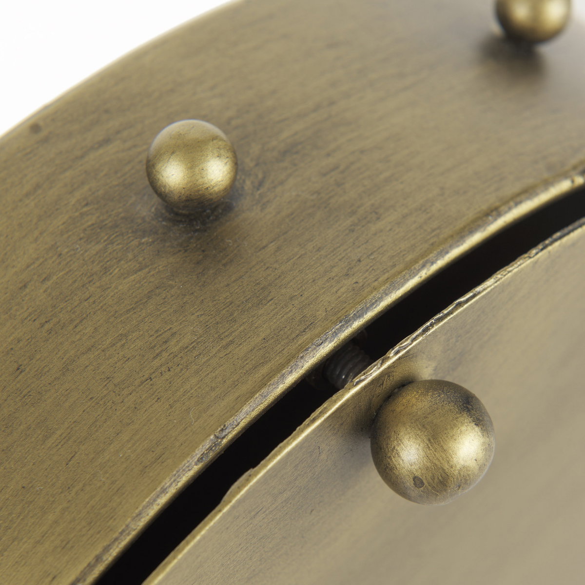 Marian  Gold Metal with Studs Round Table Clock, by Mercana, 11.02" length x 3.15" width x 11.02" height View 12