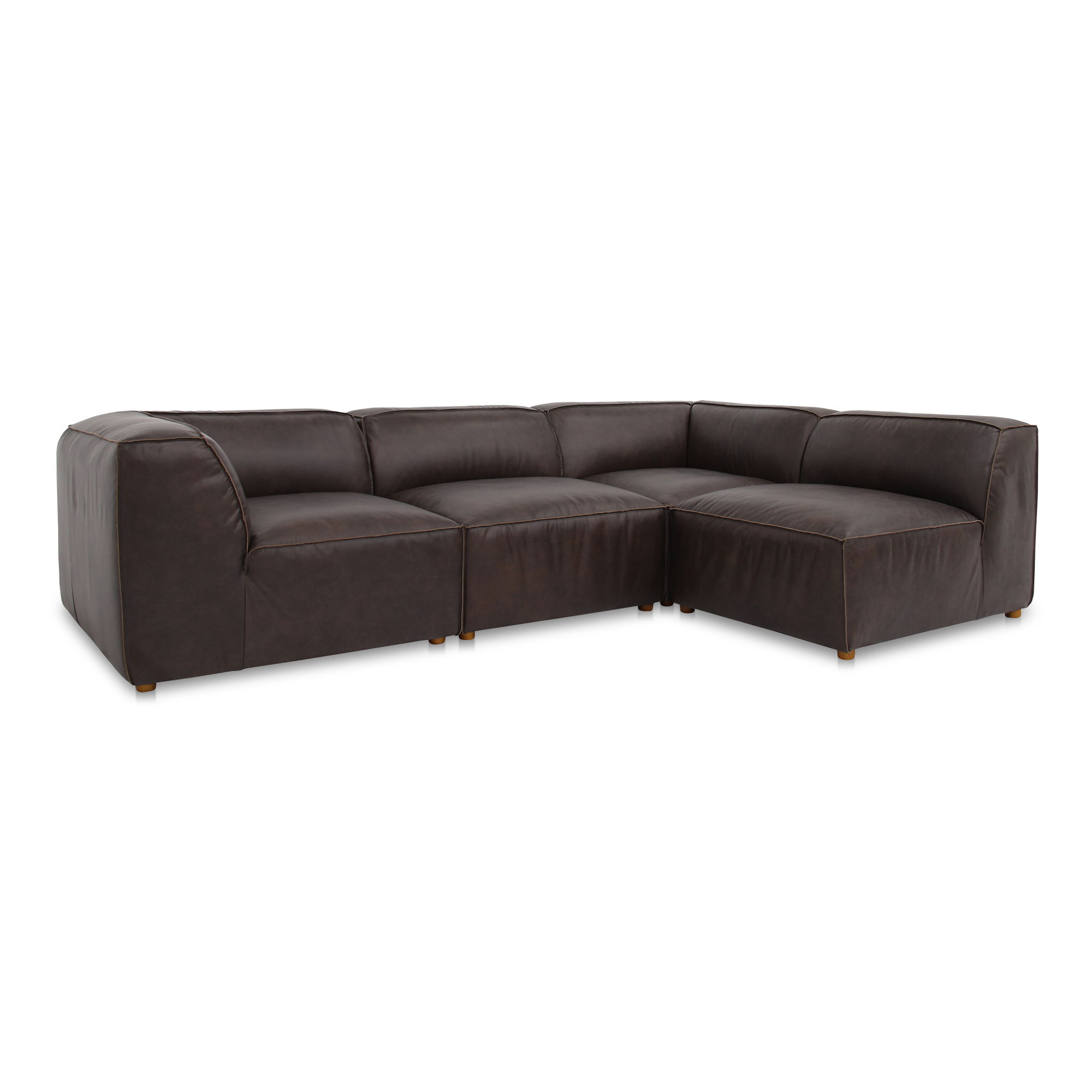 Form Signature Modular Sectional Espresso Brown Leather large image 