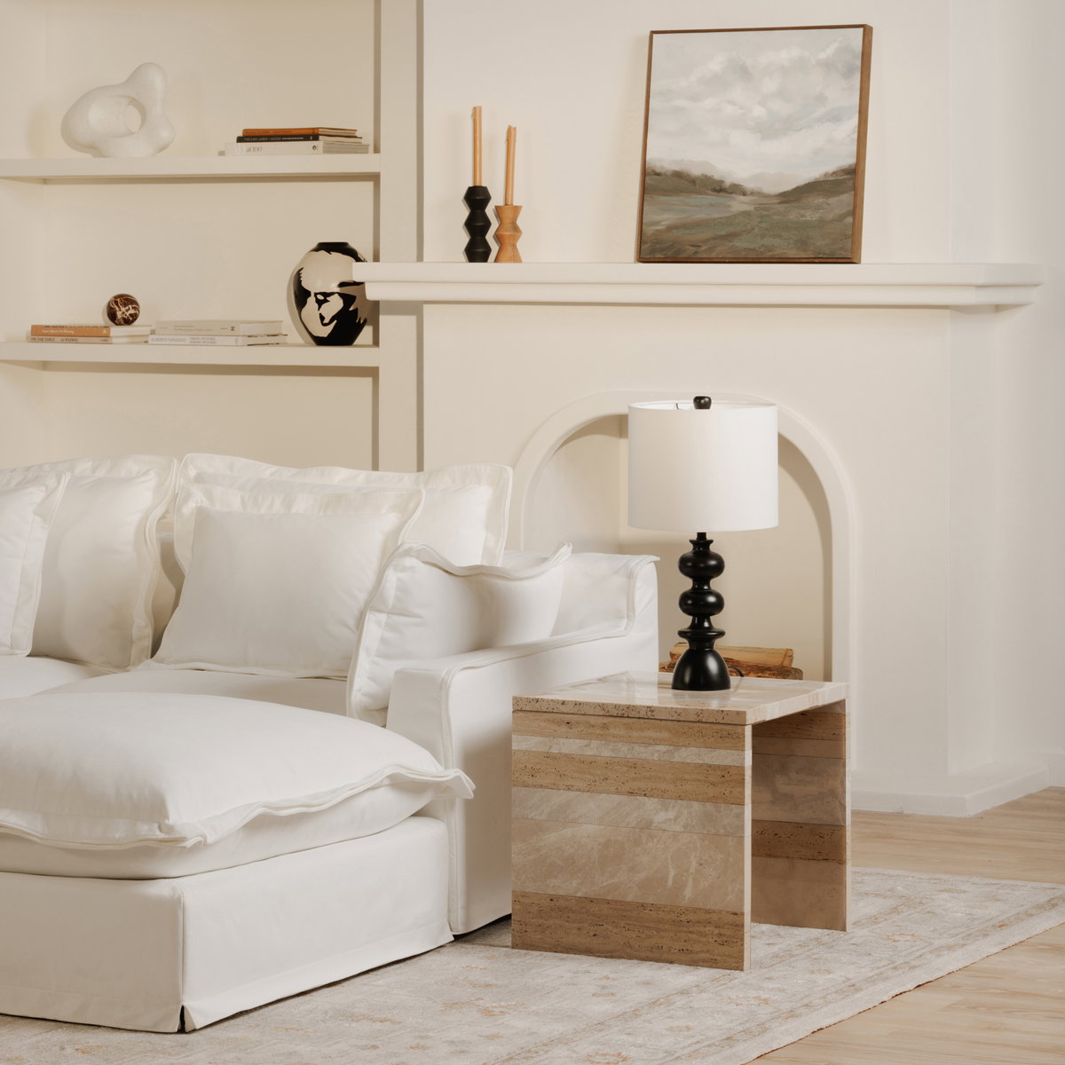 Rosa Accent Table Mixed Marble, Side & End Table by Moe's Home, 20" width x 20" height x 20" depth View 8