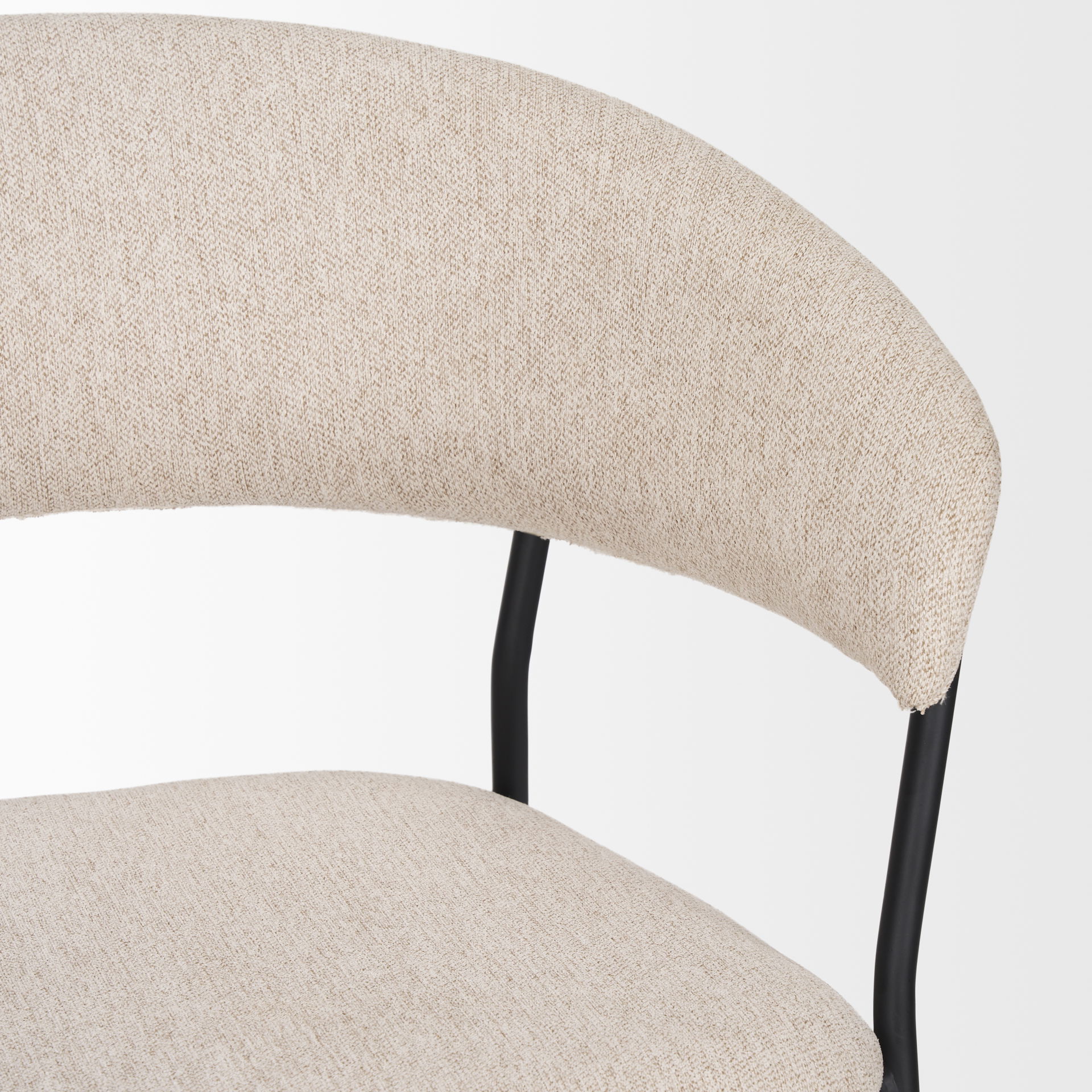 Carolyn Dining Chair with Oatmeal Fabric & Matte Black Metal, by Mercana, 20.5" length x 23.75" width x 31" height View 12