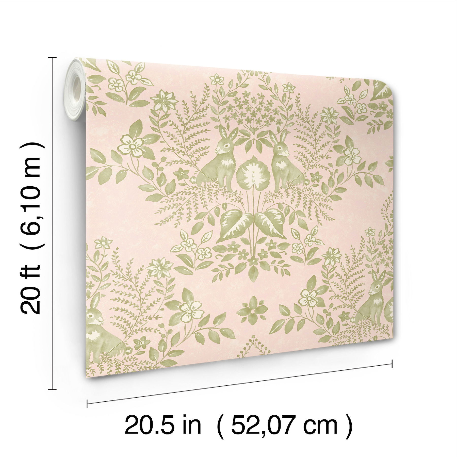 Cottontail Toile Pink & Chartreuse Peel & Stick Wallpaper large image 