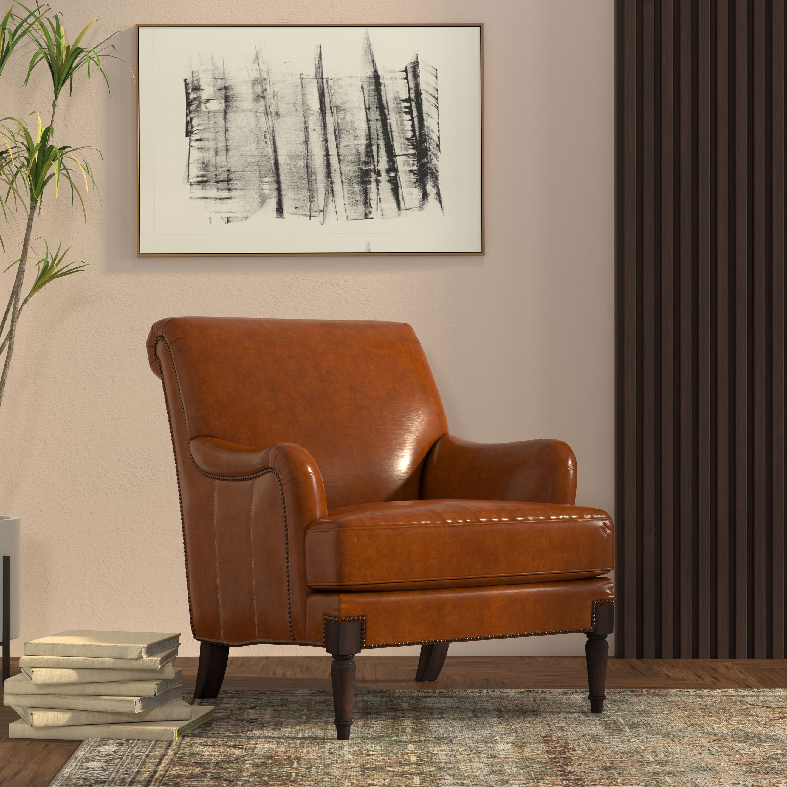Gaston Distilled Leather Chair, Brown large image 