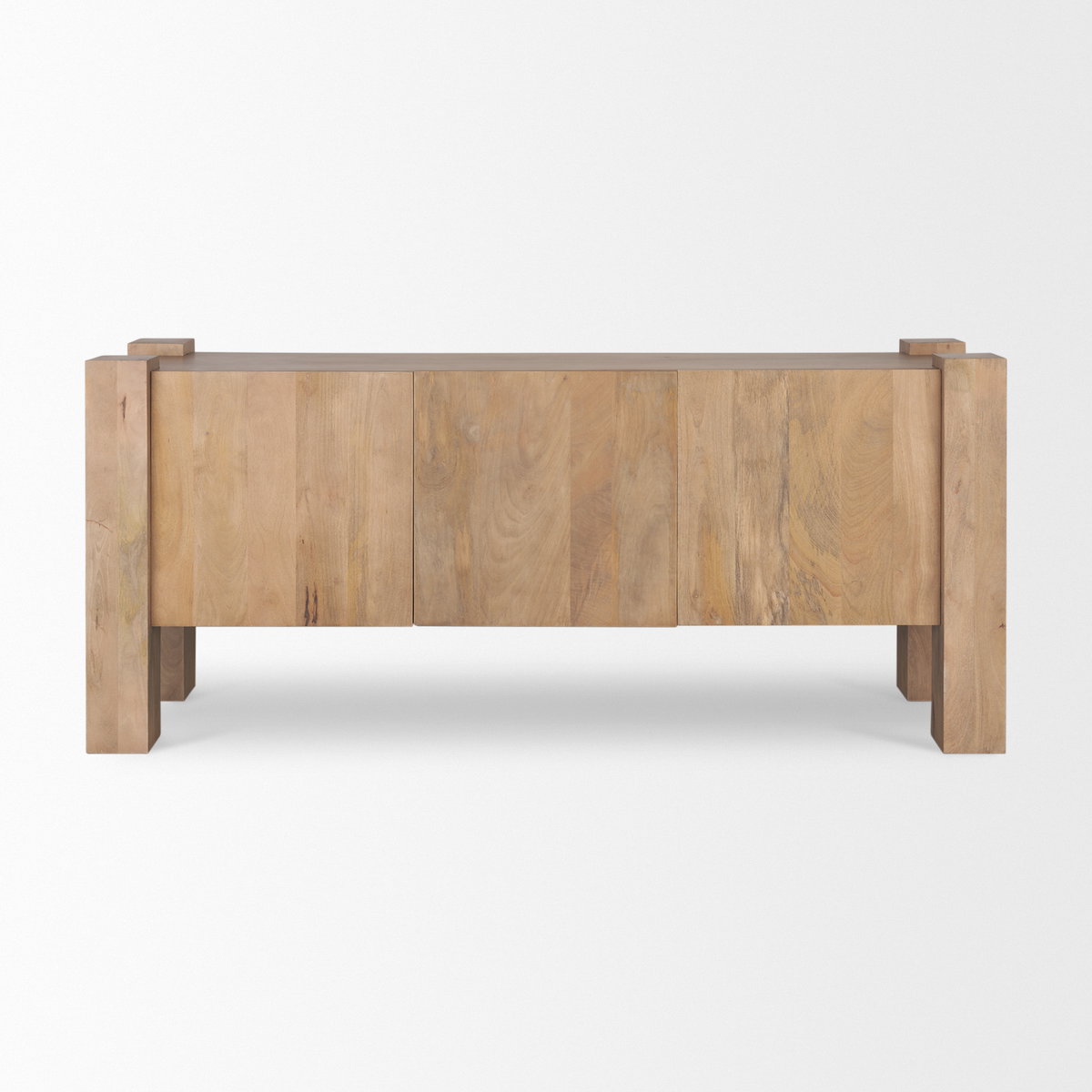 Beth Light Brown Wood with 3 Doors Sideboard, Sideboards & Buffet by Mercana, 74.5" length x 20" width x 32.75" height View 4