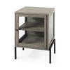Arelius 20L x 18W x 26H Gray Wood with Black Metal Frame End/Side Table, Side & End Table by Mercana, 20" length x 18.75" width x 26" height thumbnail 1
